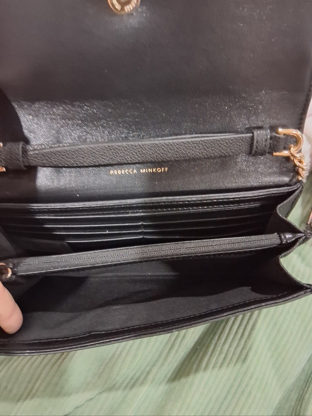 Rebecca Minkoff Black Pebbled Leather Crossbody with Gold Chain Strap - Picture 2 of 7